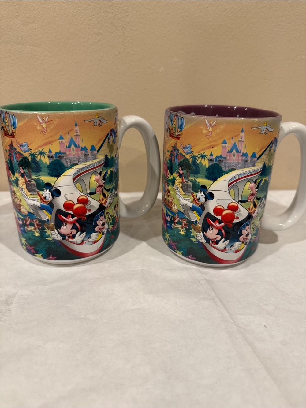 Disney-themed Green and Purple Interior Ceramic Mug Set of 2 Grandpa & Grandma